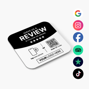 Custom Multi Link NFC & QR Plate - Reviews & Socials