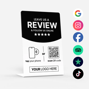 Custom Multi Link NFC & QR Stand - Reviews & Socials