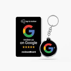 Black Google Review NFC Card & Keyring Bundle