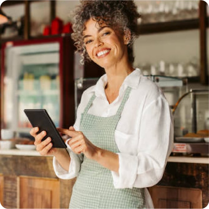 Smiling small business owner.